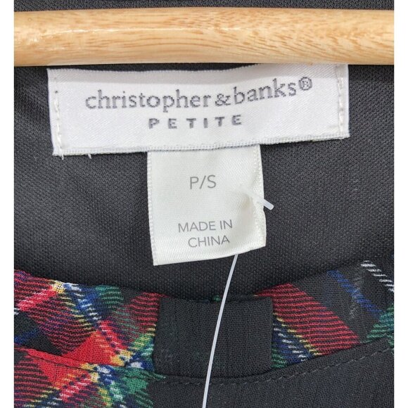 NWT Christopher & Banks Womens Sleeveless Plaid Blouse P/S Dark Academia Preppy - Picture 3 of 8